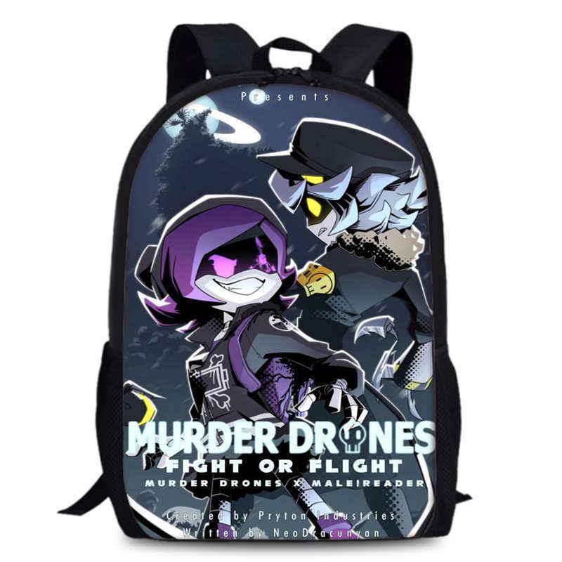 Drones - กระเป๋าเป้สะพายหลังลายการ์ตูน Murder Drones อเนกประสงค์ ความจุขนาดใหญ่ สำหรับนักเรียน