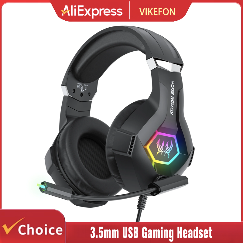 Gaming Headset With Mic Rgb - หูฟังเกมมิ่งพร้อมไมโครโฟน ไฟ RGB แบบไดนามิก/ควบคุมในสาย สำหรับ PC