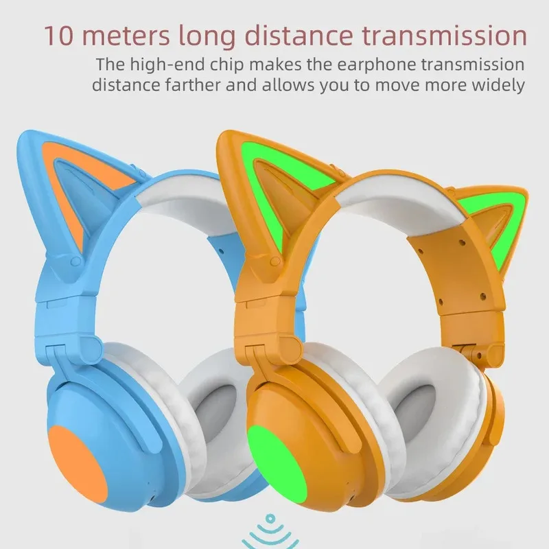 Cat Ear Bluetooth Headset Led - หูฟังบลูทูธ 5.0 รุ่นใหม่ ZW068 หูฟังไร้สายพร้อมไมโครโฟน HD