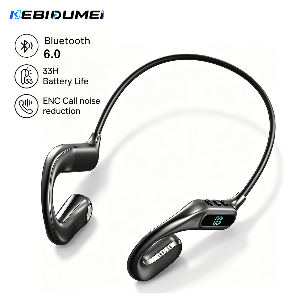 Open Ear Air Conduction Headphones - KEBIDUMEI หูฟังบลูทูธ 6.0 แบบเปิดหูชุดหูฟังแบบคล้องคอ TWS หูฟังไร้สายกีฬาไฮไฟสเตอริโอหูฟังลดเสียงรบกวน