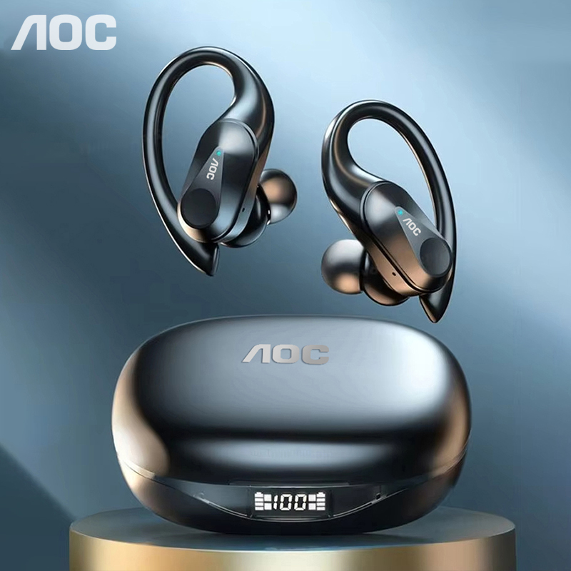 Headphones - ช้อยส์ AOC ชุดหูฟังกีฬาไร้สายบลูทูธ 6.0 หูฟังกันน้ำ LED