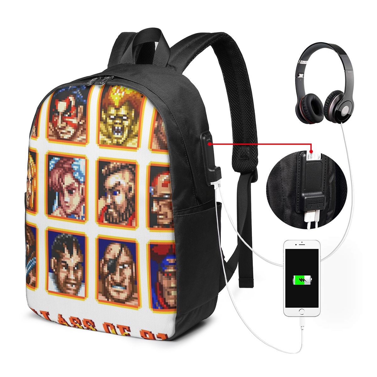 Laptops - กระเป๋าเป้สะพายหลังลาย Defeated Portraits Super Street Fighter