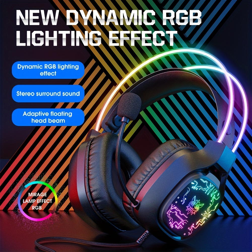 Gaming Headset With Mic Rgb - Onikuma หูฟังครอบหูแบบมีสายหูฟังเกม X22 RGB ไฟไดนามิกพร้อมไมค์ตัดเสียงรบกวนสำหรับพีซี PS4