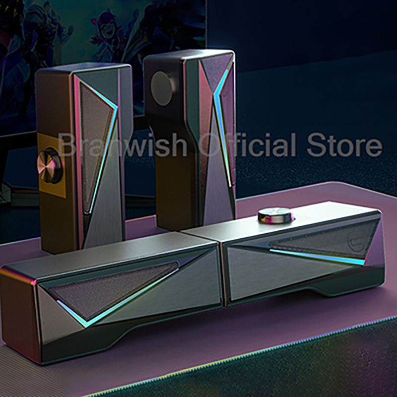 Rgb Computer Soundbar For Pc - RGB Gaming Soundbar พร้อมการออกแบบที่ถอดออกได้ลูกบิดควบคุมลําโพง USB Powered