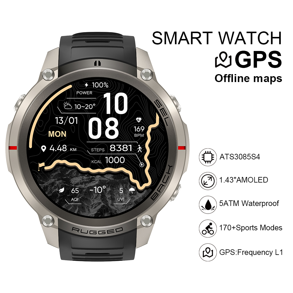 Smartwatches - สมาร์ทวอทช์ 2026 DM59 พร้อมแผนที่ออฟไลน์ในตัว GPS หน้าจอ