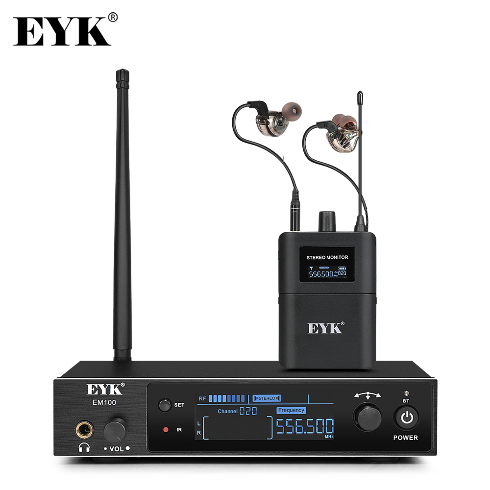 In Ear Monitors For Singers - Eyk ระบบควบคุม EM100สเตอริโอแบบมืออาชีพ UHF การคืนแบบไร้สายสำหรับนักร้องสตูดิโอแสดงเครื่องตีกลอง