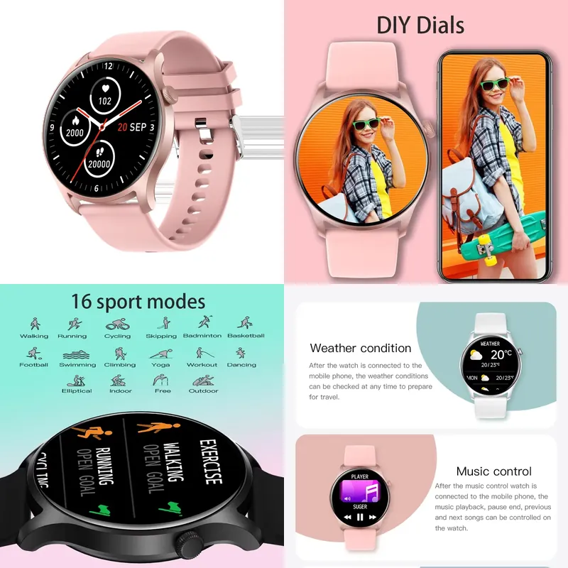 Smartwatches - SENBONO MAX8 ผู้ชายสมาร์ทวอทช์ผู้หญิงพร้อมเครื่องติดตามฟิตเนสเพลงเครื่องติดตามการนอนหลับ IP67 กันน้ำสำหรับแอนดรอยด์ ไอโอเอสแฟชั่น