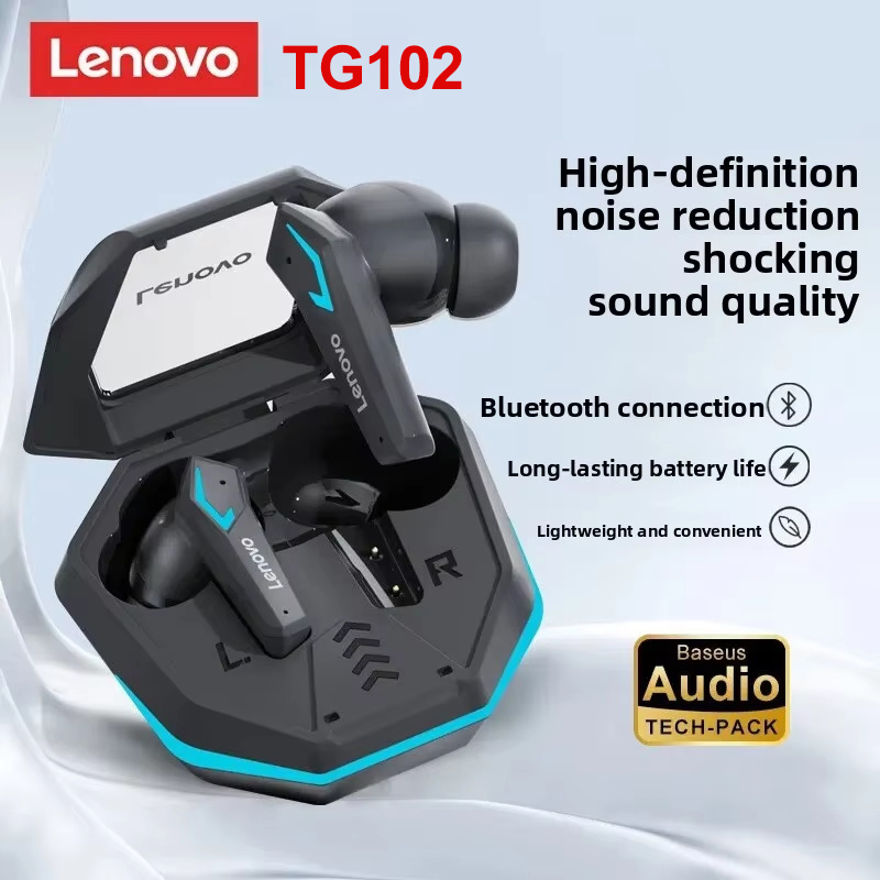 Gaming Headset With Mic Rgb - เลอโนโว TG102 หูฟังไร้สายสำหรับเล่นเกมบลูทูธ 5.4 ความหน่วงต่ำ RGB