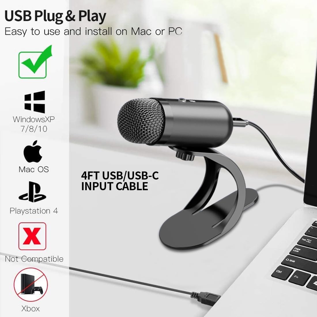 Tablets - ไมโครโฟน USB แบบคอนเดนเซอร์สำหรับมืออาชีพ ไมโครโฟนสำหรับการประชุมแบบตั้งโต๊ะ ใช้งานได้ทันที ไมโครโฟนสำหรับเล่นเกม