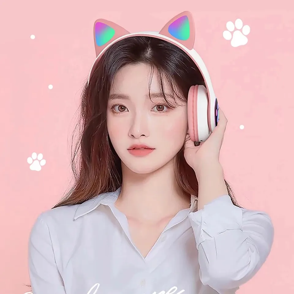 ใหม่ล่าสุด STN-28 ชุดหูฟังไร้ส - Cat Ear Bluetooth Headset Led บทวิจารณ์และราคา