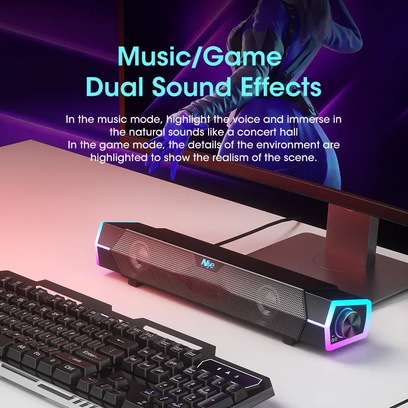 ลำโพงสเตอริโอ4D ซาวด์บาร์พีซีล - Rgb Computer Soundbar For Pc บทวิจารณ์และราคา