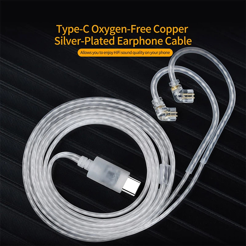 สายหูฟัง KZ OFC ชุบเงิน สายอัพ - Type C Wired Earphones With Mic บทวิจารณ์และราคา