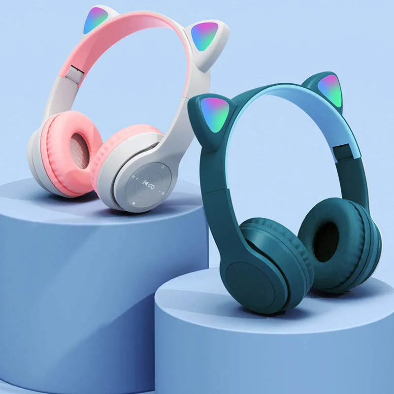 หูแมวน่ารักชุดหูฟังบลูทูธพร้อม - Cat Ear Bluetooth Headset Led บทวิจารณ์และราคา