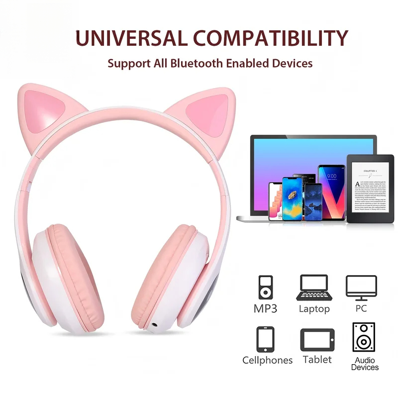 หูฟังบลูทูธไร้สาย T28, หูฟังแบ - Cat Ear Bluetooth Headset Led บทวิจารณ์และราคา