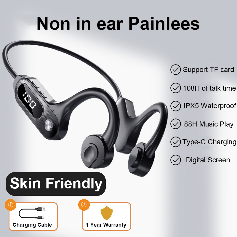 หูฟังบลูทูธ5.3พร้อมสายคล้องหู, - Bone Conduction Running Headphones บทวิจารณ์และราคา