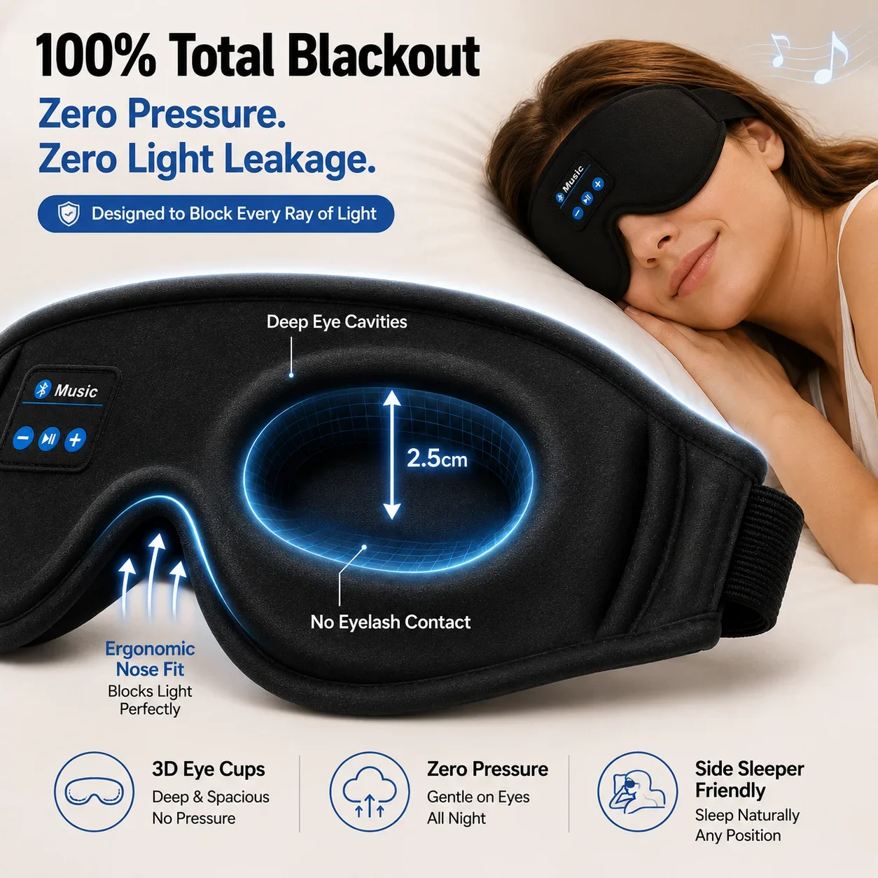 หน้ากากปิดตาสำหรับนอนหลับแบบไร - Sleep Mask Headphones Bluetooth บทวิจารณ์และราคา