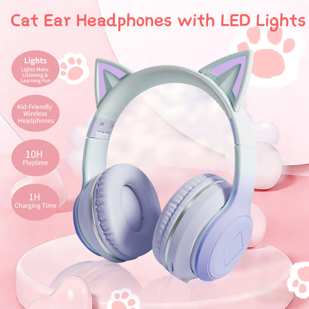 หูฟังไร้สายรูปหูแมวน่ารักคาวาอ - Cat Ear Bluetooth Headset Led บทวิจารณ์และราคา