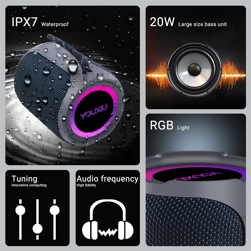 40W ลําโพงบลูทูธแบบพกพาซับวูฟเ - Portable Bluetooth Speaker Waterproof Ipx7 บทวิจารณ์และราคา