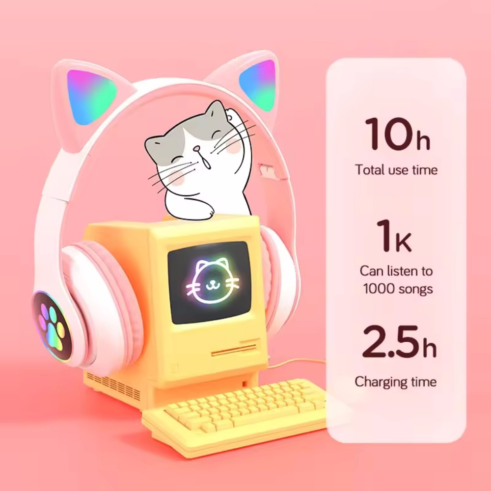 ชุดหูฟังไร้สายหูแมวน่ารักสำหรั - Cat Ear Bluetooth Headset Led บทวิจารณ์และราคา