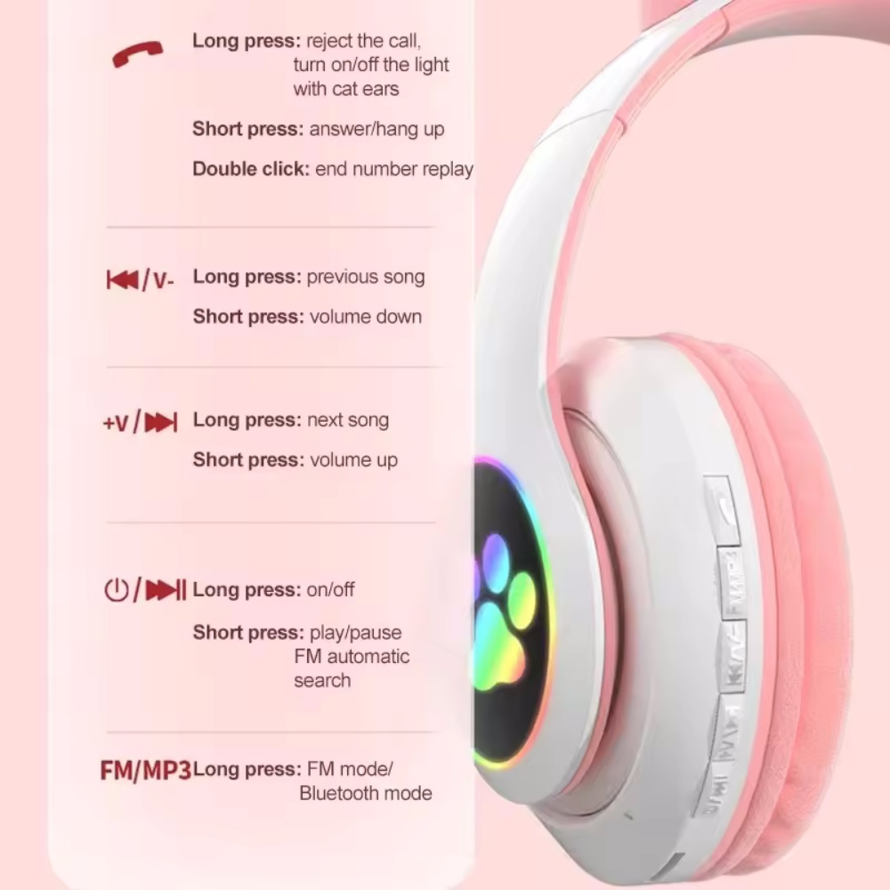 ชุดหูฟังไร้สายหูแมวน่ารักสำหรั - Cat Ear Bluetooth Headset Led บทวิจารณ์และราคา