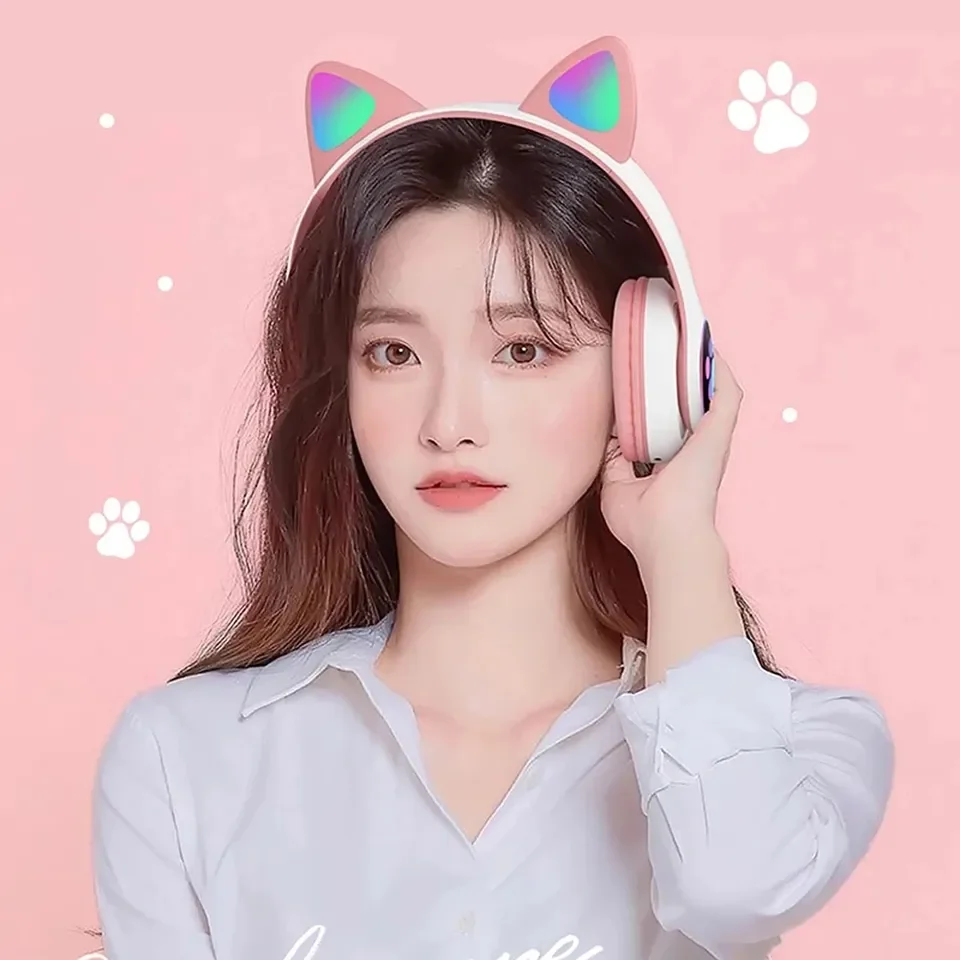 2 ชิ้นชุดหูฟังไร้สายบลูทูธหูฟั - Cat Ear Bluetooth Headset Led บทวิจารณ์และราคา