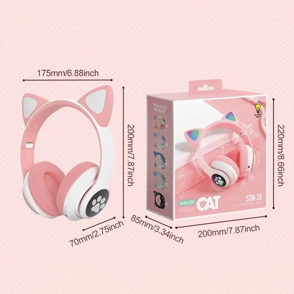 2 ชิ้นชุดหูฟังไร้สายบลูทูธหูฟั - Cat Ear Bluetooth Headset Led บทวิจารณ์และราคา