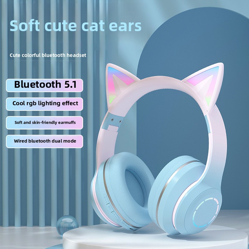 หูฟังบลูทูธแบบครอบหู RGB รุ่นใ - Cat Ear Bluetooth Headset Led บทวิจารณ์และราคา