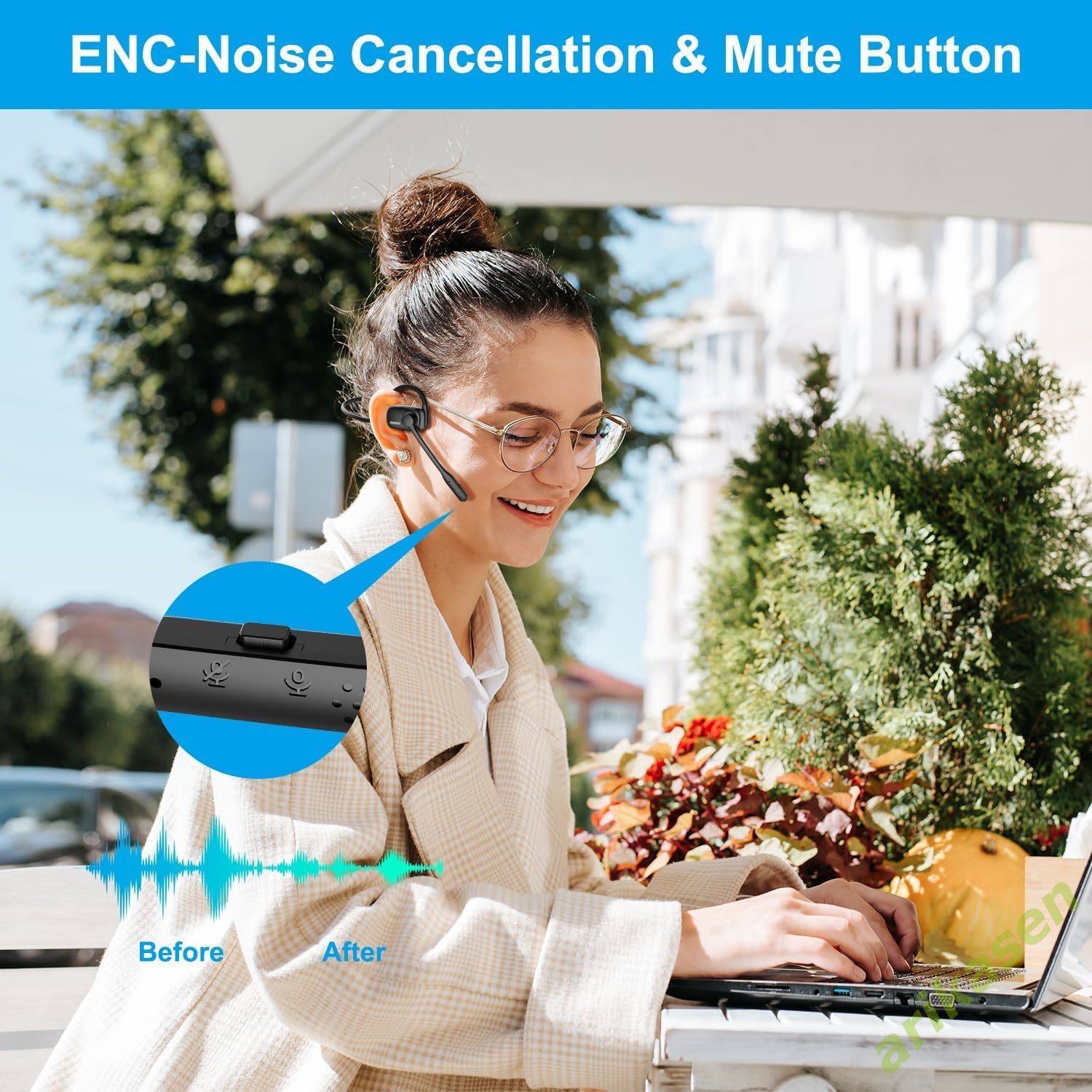 ชุดหูฟังบลูทูธพร้อมไมโครโฟนบูม - Open Ear Air Conduction Headphones บทวิจารณ์และราคา