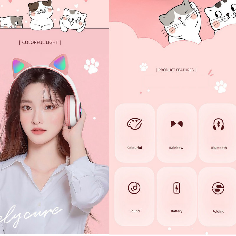 หูฟังหูแมวแสงแฟลชไร้สายพร้อมไม - Cat Ear Bluetooth Headset Led บทวิจารณ์และราคา